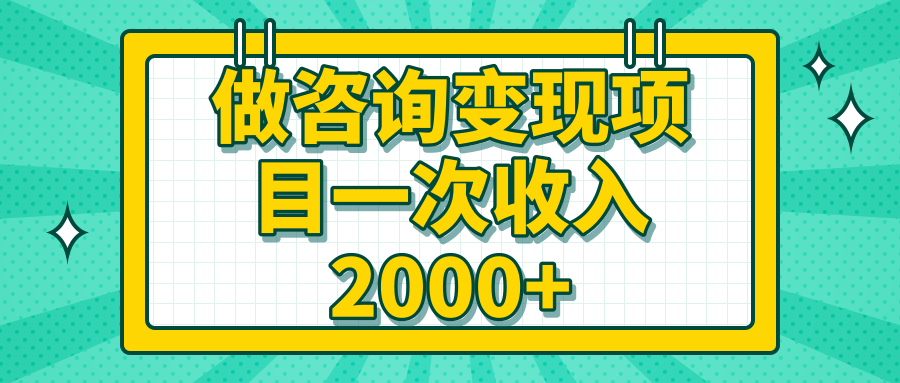 做咨询变现项目,一次收入2000+ 视频教程